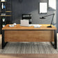 Industrial Pine Wood Dining Table Rectangle Table with Metal Trestle Base 70.9"L x 31.5"W x 29.5"H Without Chairs Clearhalo ' dining_table' 'Dining Tables & Seating' 'Dining Tables' 'furn' 'furn_dining_table' 'Furniture' 'furniture_dining_table' 'Kitchen & Dining Furniture' 'kitchen&dining_furn' 'kitchen' 'kitchen_dining_table' 4353378