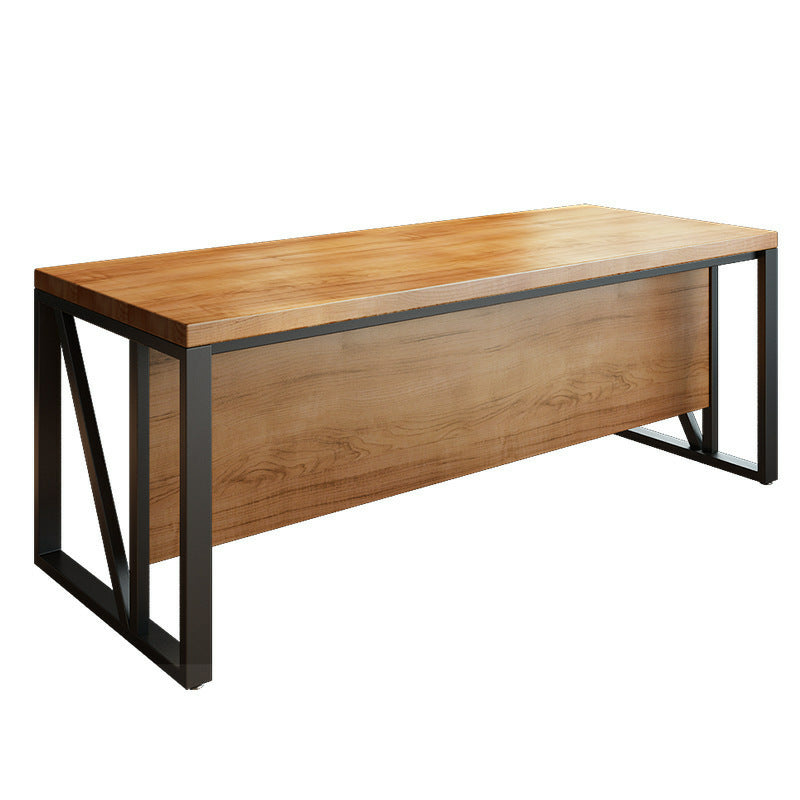 Industrial Pine Wood Dining Table Rectangle Table with Metal Trestle Base Without Chairs Clearhalo ' dining_table' 'Dining Tables & Seating' 'Dining Tables' 'furn' 'furn_dining_table' 'Furniture' 'furniture_dining_table' 'Kitchen & Dining Furniture' 'kitchen&dining_furn' 'kitchen' 'kitchen_dining_table' 4353381