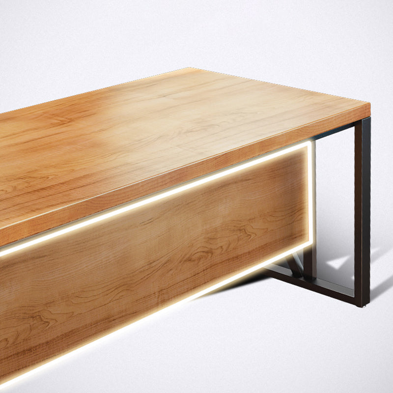 Industrial Pine Wood Dining Table Rectangle Table with Metal Trestle Base Clearhalo ' dining_table' 'Dining Tables & Seating' 'Dining Tables' 'furn' 'furn_dining_table' 'Furniture' 'furniture_dining_table' 'Kitchen & Dining Furniture' 'kitchen&dining_furn' 'kitchen' 'kitchen_dining_table' 4353382