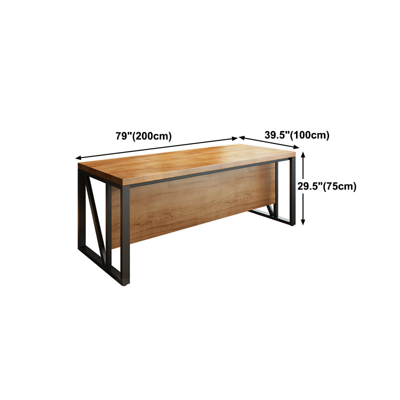 Industrial Pine Wood Dining Table Rectangle Table with Metal Trestle Base Clearhalo ' dining_table' 'Dining Tables & Seating' 'Dining Tables' 'furn' 'furn_dining_table' 'Furniture' 'furniture_dining_table' 'Kitchen & Dining Furniture' 'kitchen&dining_furn' 'kitchen' 'kitchen_dining_table' 4353392