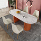 Sintered Stone Luxury Dining Table Traditional Oval Dining Table with Double Pedestal Base Orange 55.1"L x 31.5"W x 29.5"H Without Chairs Clearhalo ' dining_table' 'Dining Tables & Seating' 'Dining Tables' 'furn' 'furn_dining_table' 'Furniture' 'furniture_dining_table' 'Kitchen & Dining Furniture' 'kitchen&dining_furn' 'kitchen' 'kitchen_dining_table' 4353410