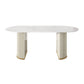 Sintered Stone Luxury Dining Table Traditional Oval Dining Table with Double Pedestal Base Beige Without Chairs Clearhalo ' dining_table' 'Dining Tables & Seating' 'Dining Tables' 'furn' 'furn_dining_table' 'Furniture' 'furniture_dining_table' 'Kitchen & Dining Furniture' 'kitchen&dining_furn' 'kitchen' 'kitchen_dining_table' 4353411