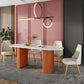 Sintered Stone Luxury Dining Table Traditional Oval Dining Table with Double Pedestal Base Orange 63"L x 31.5"W x 29.5"H Without Chairs Clearhalo ' dining_table' 'Dining Tables & Seating' 'Dining Tables' 'furn' 'furn_dining_table' 'Furniture' 'furniture_dining_table' 'Kitchen & Dining Furniture' 'kitchen&dining_furn' 'kitchen' 'kitchen_dining_table' 4353412
