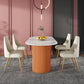Sintered Stone Luxury Dining Table Traditional Oval Dining Table with Double Pedestal Base Orange 70.9"L x 31.5"W x 29.5"H Without Chairs Clearhalo ' dining_table' 'Dining Tables & Seating' 'Dining Tables' 'furn' 'furn_dining_table' 'Furniture' 'furniture_dining_table' 'Kitchen & Dining Furniture' 'kitchen&dining_furn' 'kitchen' 'kitchen_dining_table' 4353413