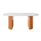 Sintered Stone Luxury Dining Table Traditional Oval Dining Table with Double Pedestal Base Orange 78.7"L x 31.5"W x 29.5"H Without Chairs Clearhalo ' dining_table' 'Dining Tables & Seating' 'Dining Tables' 'furn' 'furn_dining_table' 'Furniture' 'furniture_dining_table' 'Kitchen & Dining Furniture' 'kitchen&dining_furn' 'kitchen' 'kitchen_dining_table' 4353415
