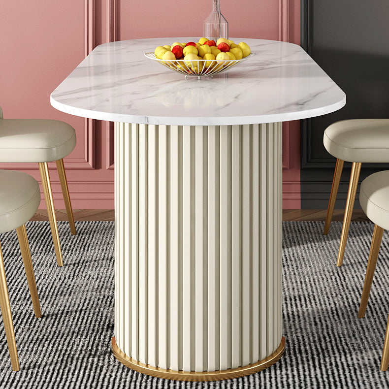 Sintered Stone Luxury Dining Table Traditional Oval Dining Table with Double Pedestal Base Clearhalo ' dining_table' 'Dining Tables & Seating' 'Dining Tables' 'furn' 'furn_dining_table' 'Furniture' 'furniture_dining_table' 'Kitchen & Dining Furniture' 'kitchen&dining_furn' 'kitchen' 'kitchen_dining_table' 4353420