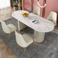 Sintered Stone Luxury Dining Table Traditional Oval Dining Table with Double Pedestal Base Clearhalo ' dining_table' 'Dining Tables & Seating' 'Dining Tables' 'furn' 'furn_dining_table' 'Furniture' 'furniture_dining_table' 'Kitchen & Dining Furniture' 'kitchen&dining_furn' 'kitchen' 'kitchen_dining_table' 4353423