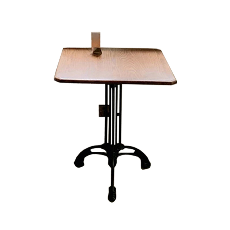 Industrial Kitchen Dining Table Solid Wood Table with Black Metal Pedestal Base Brown Without Chairs Clearhalo ' dining_table' 'Dining Tables & Seating' 'Dining Tables' 'furn' 'furn_dining_table' 'Furniture' 'furniture_dining_table' 'Kitchen & Dining Furniture' 'kitchen&dining_furn' 'kitchen' 'kitchen_dining_table' 4353432
