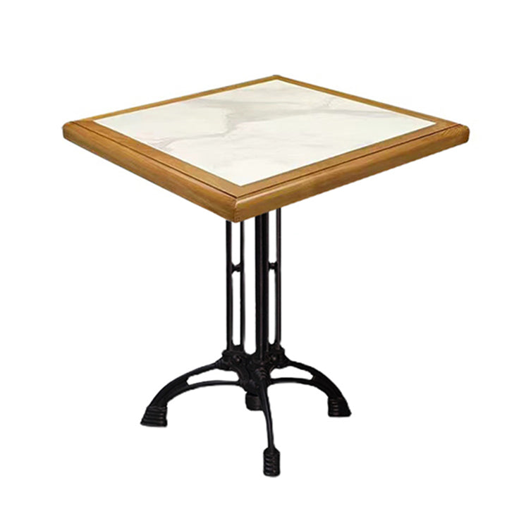 Industrial Kitchen Dining Table Solid Wood Table with Black Metal Pedestal Base White Without Chairs Clearhalo ' dining_table' 'Dining Tables & Seating' 'Dining Tables' 'furn' 'furn_dining_table' 'Furniture' 'furniture_dining_table' 'Kitchen & Dining Furniture' 'kitchen&dining_furn' 'kitchen' 'kitchen_dining_table' 4353434