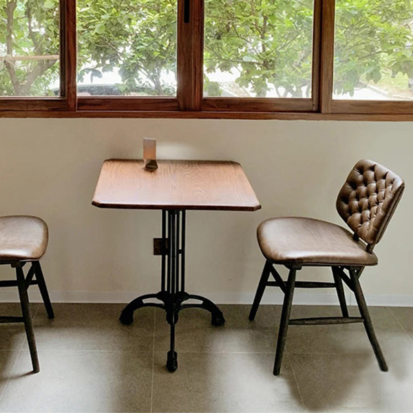 Industrial Kitchen Dining Table Solid Wood Table with Black Metal Pedestal Base Clearhalo ' dining_table' 'Dining Tables & Seating' 'Dining Tables' 'furn' 'furn_dining_table' 'Furniture' 'furniture_dining_table' 'Kitchen & Dining Furniture' 'kitchen&dining_furn' 'kitchen' 'kitchen_dining_table' 4353443