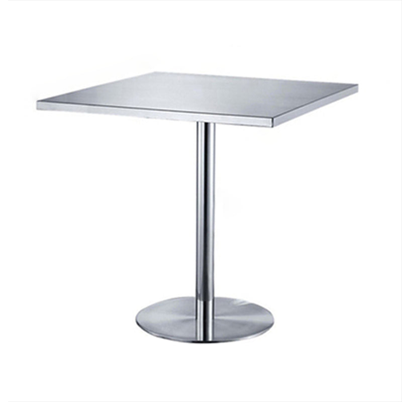 Industrial Style Furniture Stainless Steel Dining Site Table with Pedestal Base Square Without Chairs Clearhalo ' dining_table' 'Dining Tables & Seating' 'Dining Tables' 'furn' 'furn_dining_table' 'Furniture' 'furniture_dining_table' 'Kitchen & Dining Furniture' 'kitchen&dining_furn' 'kitchen' 'kitchen_dining_table' 4353468
