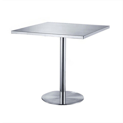 Industrial Style Furniture Stainless Steel Dining Site Table with Pedestal Base Square Without Chairs Clearhalo ' dining_table' 'Dining Tables & Seating' 'Dining Tables' 'furn' 'furn_dining_table' 'Furniture' 'furniture_dining_table' 'Kitchen & Dining Furniture' 'kitchen&dining_furn' 'kitchen' 'kitchen_dining_table' 4353468