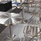 Industrial Style Furniture Stainless Steel Dining Site Table with Pedestal Base Round 27.6"L x 27.6"W x 29.5"H Without Chairs Clearhalo ' dining_table' 'Dining Tables & Seating' 'Dining Tables' 'furn' 'furn_dining_table' 'Furniture' 'furniture_dining_table' 'Kitchen & Dining Furniture' 'kitchen&dining_furn' 'kitchen' 'kitchen_dining_table' 4353471