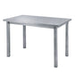 Industrial Style Furniture Stainless Steel Dining Site Table with Pedestal Base Rectangle 43.3"L x 27.6"W x 29.5"H Without Chairs Clearhalo ' dining_table' 'Dining Tables & Seating' 'Dining Tables' 'furn' 'furn_dining_table' 'Furniture' 'furniture_dining_table' 'Kitchen & Dining Furniture' 'kitchen&dining_furn' 'kitchen' 'kitchen_dining_table' 4353472