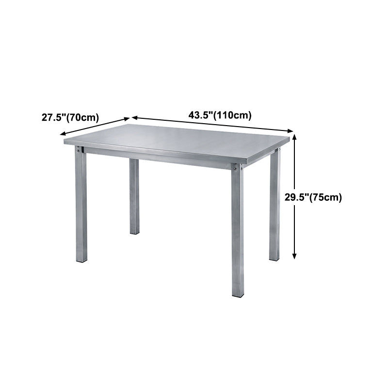Industrial Style Furniture Stainless Steel Dining Site Table with Pedestal Base Clearhalo ' dining_table' 'Dining Tables & Seating' 'Dining Tables' 'furn' 'furn_dining_table' 'Furniture' 'furniture_dining_table' 'Kitchen & Dining Furniture' 'kitchen&dining_furn' 'kitchen' 'kitchen_dining_table' 4353491