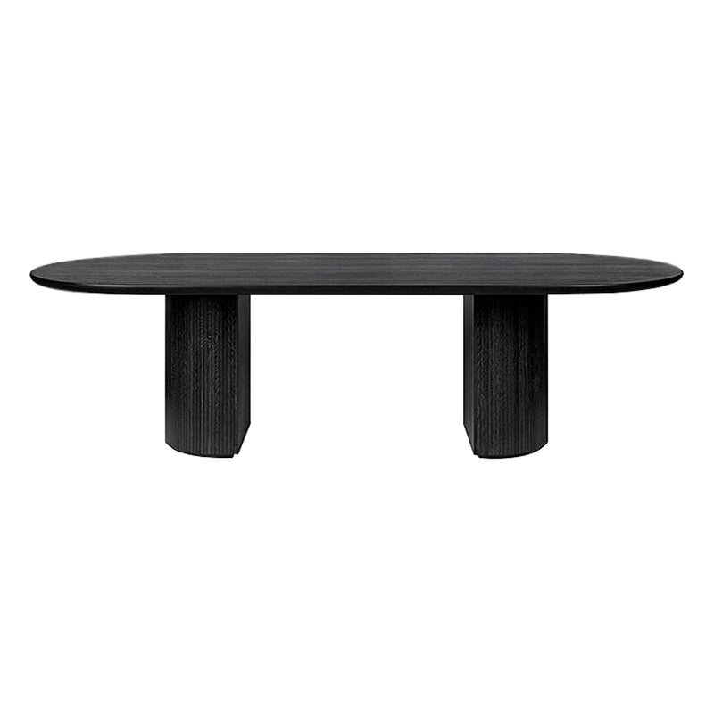 Industrial Solid Wood Dining Table Rectangle Table with Double Pedestal Oval Black Clearhalo ' dining_table' 'Dining Tables & Seating' 'Dining Tables' 'furn' 'furn_dining_table' 'Furniture' 'furniture_dining_table' 'Kitchen & Dining Furniture' 'kitchen&dining_furn' 'kitchen' 'kitchen_dining_table' 4353493