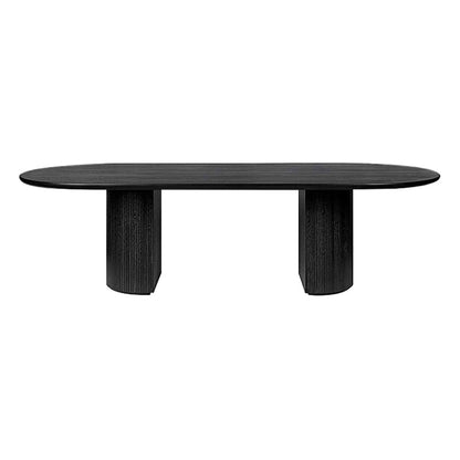 Industrial Solid Wood Dining Table Rectangle Table with Double Pedestal Oval Black Clearhalo ' dining_table' 'Dining Tables & Seating' 'Dining Tables' 'furn' 'furn_dining_table' 'Furniture' 'furniture_dining_table' 'Kitchen & Dining Furniture' 'kitchen&dining_furn' 'kitchen' 'kitchen_dining_table' 4353493