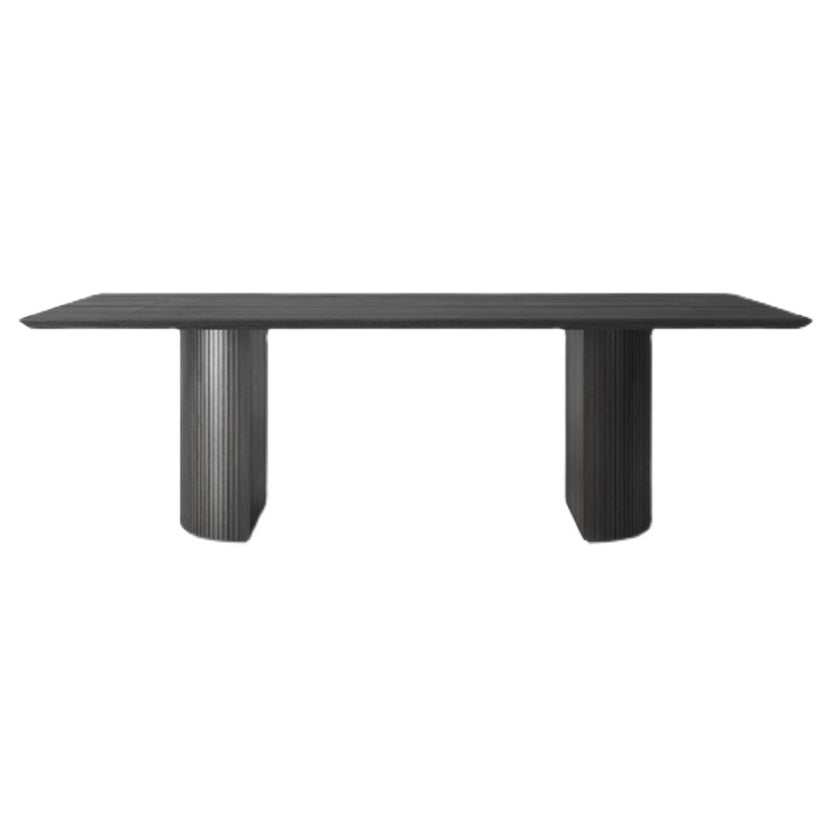 Industrial Solid Wood Dining Table Rectangle Table with Double Pedestal Rectangle Black Clearhalo ' dining_table' 'Dining Tables & Seating' 'Dining Tables' 'furn' 'furn_dining_table' 'Furniture' 'furniture_dining_table' 'Kitchen & Dining Furniture' 'kitchen&dining_furn' 'kitchen' 'kitchen_dining_table' 4353497