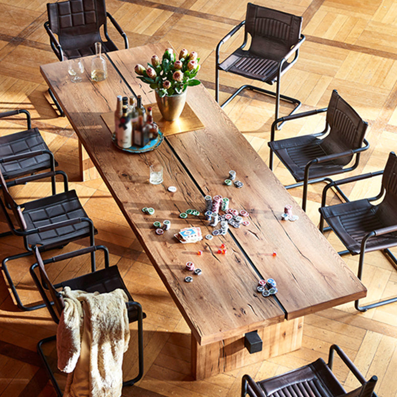 Industrial Pine Wood Dining Table Rectangle Wooden Table with Trestle Base 63"L x 27.6"W x 29.5"H Without Chairs Clearhalo ' dining_table' 'Dining Tables & Seating' 'Dining Tables' 'furn' 'furn_dining_table' 'Furniture' 'furniture_dining_table' 'Kitchen & Dining Furniture' 'kitchen&dining_furn' 'kitchen' 'kitchen_dining_table' 4353546