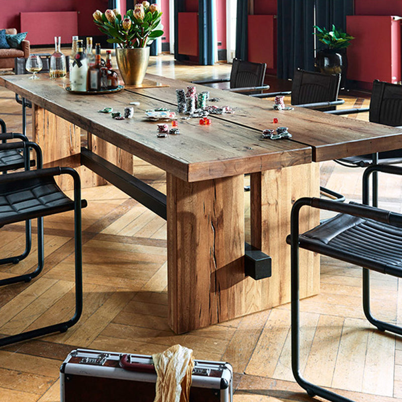 Industrial Pine Wood Dining Table Rectangle Wooden Table with Trestle Base 70.9"L x 31.5"W x 29.5"H Without Chairs Clearhalo ' dining_table' 'Dining Tables & Seating' 'Dining Tables' 'furn' 'furn_dining_table' 'Furniture' 'furniture_dining_table' 'Kitchen & Dining Furniture' 'kitchen&dining_furn' 'kitchen' 'kitchen_dining_table' 4353547