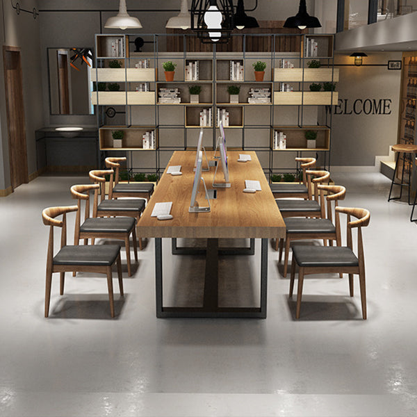 Rectangle Industrial Dining Table Solid Wood Top Dining Table with Metal Base Clearhalo ' dining_table' 'Dining Tables & Seating' 'Dining Tables' 'furn' 'furn_dining_table' 'Furniture' 'furniture_dining_table' 'Kitchen & Dining Furniture' 'kitchen&dining_furn' 'kitchen' 'kitchen_dining_table' 4353659