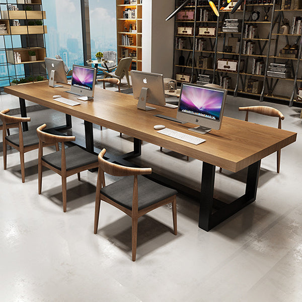 Rectangle Industrial Dining Table Solid Wood Top Dining Table with Metal Base Clearhalo ' dining_table' 'Dining Tables & Seating' 'Dining Tables' 'furn' 'furn_dining_table' 'Furniture' 'furniture_dining_table' 'Kitchen & Dining Furniture' 'kitchen&dining_furn' 'kitchen' 'kitchen_dining_table' 4353660