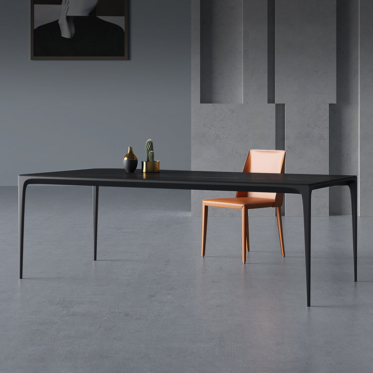 Rectangle Dining Site Table Stone Contemporary Dining Table with 4-foot 63"L x 31.5"W x 29.5"H Clearhalo ' dining_table' 'Dining Tables & Seating' 'Dining Tables' 'Furniture' 'furniture_dining_table' 'Kitchen & Dining Furniture' 'kitchen&dining_furn' 'kitchen' 'kitchen_dining_table' 4353670