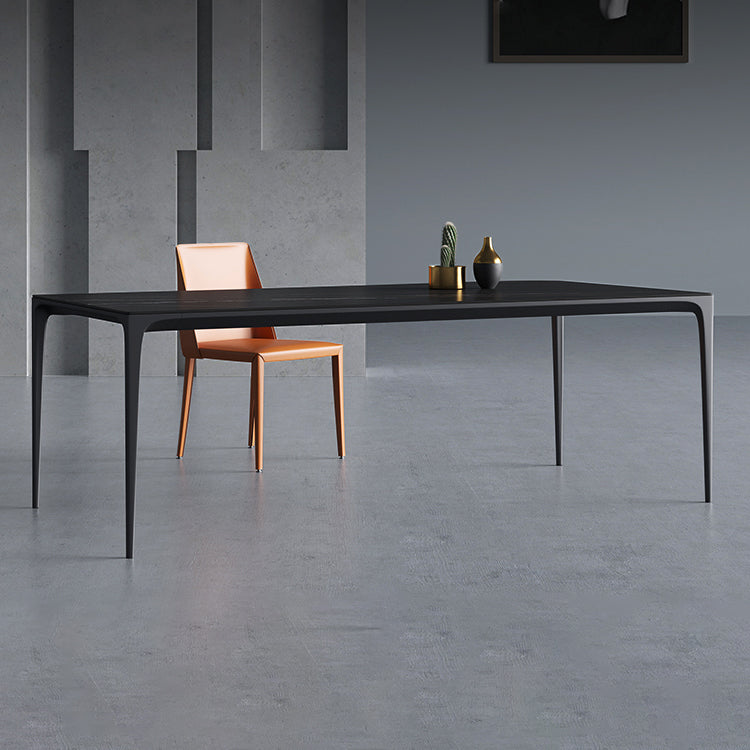 Rectangle Dining Site Table Stone Contemporary Dining Table with 4-foot 55.1"L x 31.5"W x 29.5"H Clearhalo ' dining_table' 'Dining Tables & Seating' 'Dining Tables' 'Furniture' 'furniture_dining_table' 'Kitchen & Dining Furniture' 'kitchen&dining_furn' 'kitchen' 'kitchen_dining_table' 4353671