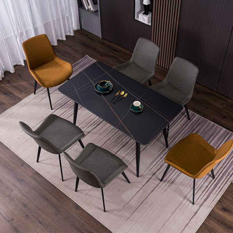 Rectangle Stone Home Furniture Contemporary Style Dining Room Collection Black Without Chairs Clearhalo ' dining_table' 'Dining Tables & Seating' 'Dining Tables' 'furn' 'furn_dining_table' 'Furniture' 'furniture_dining_table' 'Kitchen & Dining Furniture' 'kitchen&dining_furn' 'kitchen' 'kitchen_dining_table' 4353683