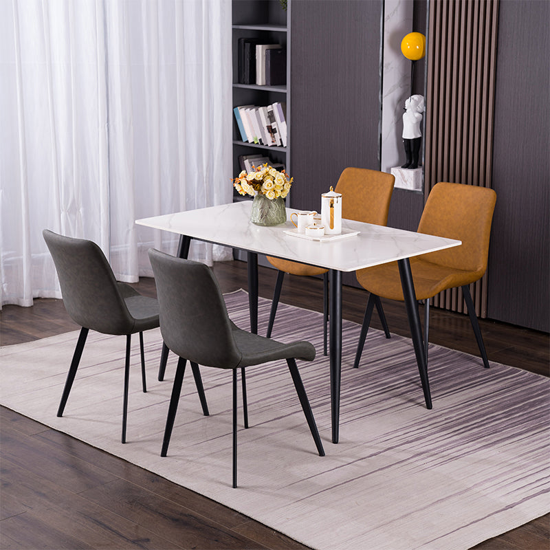 Rectangle Stone Home Furniture Contemporary Style Dining Room Collection White 55.1"L x 31.5"W x 29.5"H Without Chairs Clearhalo ' dining_table' 'Dining Tables & Seating' 'Dining Tables' 'furn' 'furn_dining_table' 'Furniture' 'furniture_dining_table' 'Kitchen & Dining Furniture' 'kitchen&dining_furn' 'kitchen' 'kitchen_dining_table' 4353684