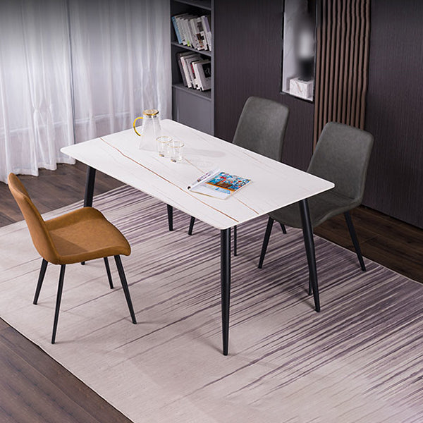 Rectangle Stone Home Furniture Contemporary Style Dining Room Collection White Gold Without Chairs Clearhalo ' dining_table' 'Dining Tables & Seating' 'Dining Tables' 'furn' 'furn_dining_table' 'Furniture' 'furniture_dining_table' 'Kitchen & Dining Furniture' 'kitchen&dining_furn' 'kitchen' 'kitchen_dining_table' 4353685