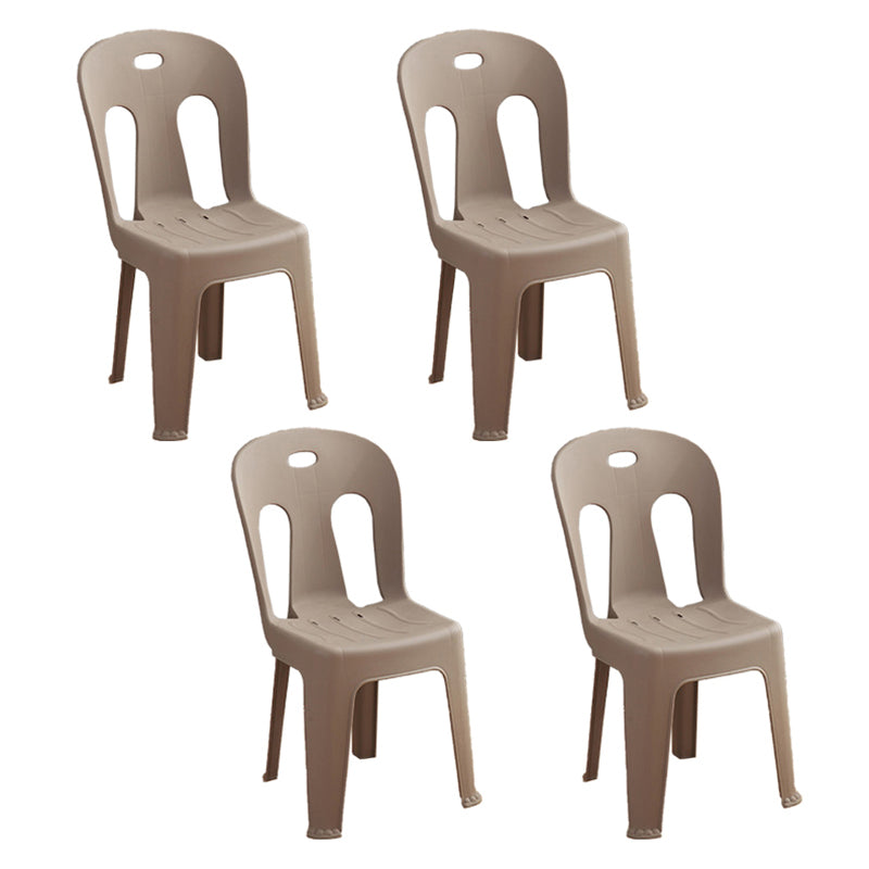 Modern Design Plastic Armless Dining Side Chairs Slat Back Side Chairs for Home Use Coffee 4 Piece Set Clearhalo ' kitchen&dining_furn' 'Dining Chairs' 'Dining Tables & Seating' 'dining_chair' 'furn' 'furn_dining_chair' 'Furniture' 'furniture_dining_chair' 'Kitchen & Dining Furniture' 'kitchen' 4353719