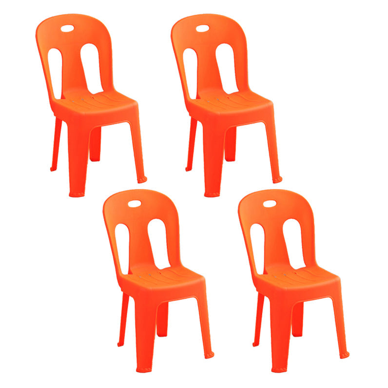 Modern Design Plastic Armless Dining Side Chairs Slat Back Side Chairs for Home Use Orange 4 Piece Set Clearhalo ' kitchen&dining_furn' 'Dining Chairs' 'Dining Tables & Seating' 'dining_chair' 'furn' 'furn_dining_chair' 'Furniture' 'furniture_dining_chair' 'Kitchen & Dining Furniture' 'kitchen' 4353722