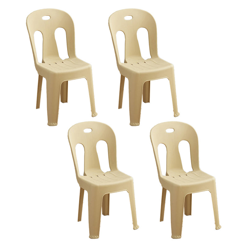 Modern Design Plastic Armless Dining Side Chairs Slat Back Side Chairs for Home Use Beige 4 Piece Set Clearhalo ' kitchen&dining_furn' 'Dining Chairs' 'Dining Tables & Seating' 'dining_chair' 'furn' 'furn_dining_chair' 'Furniture' 'furniture_dining_chair' 'Kitchen & Dining Furniture' 'kitchen' 4353728