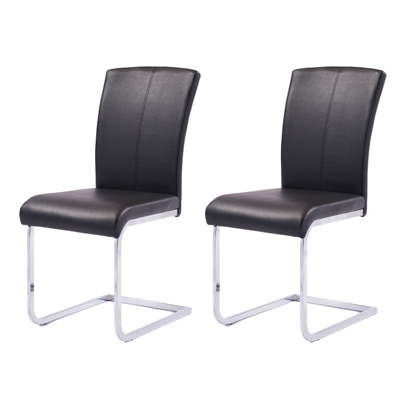 Industrial Design Faux Leather Side Chair Armless Solid Back Chair for Home Black 2 Piece Set Clearhalo ' kitchen&dining_furn' 'Dining Chairs' 'Dining Tables & Seating' 'dining_chair' 'furn' 'furn_dining_chair' 'Furniture' 'furniture_dining_chair' 'Kitchen & Dining Furniture' 'kitchen' 4353733