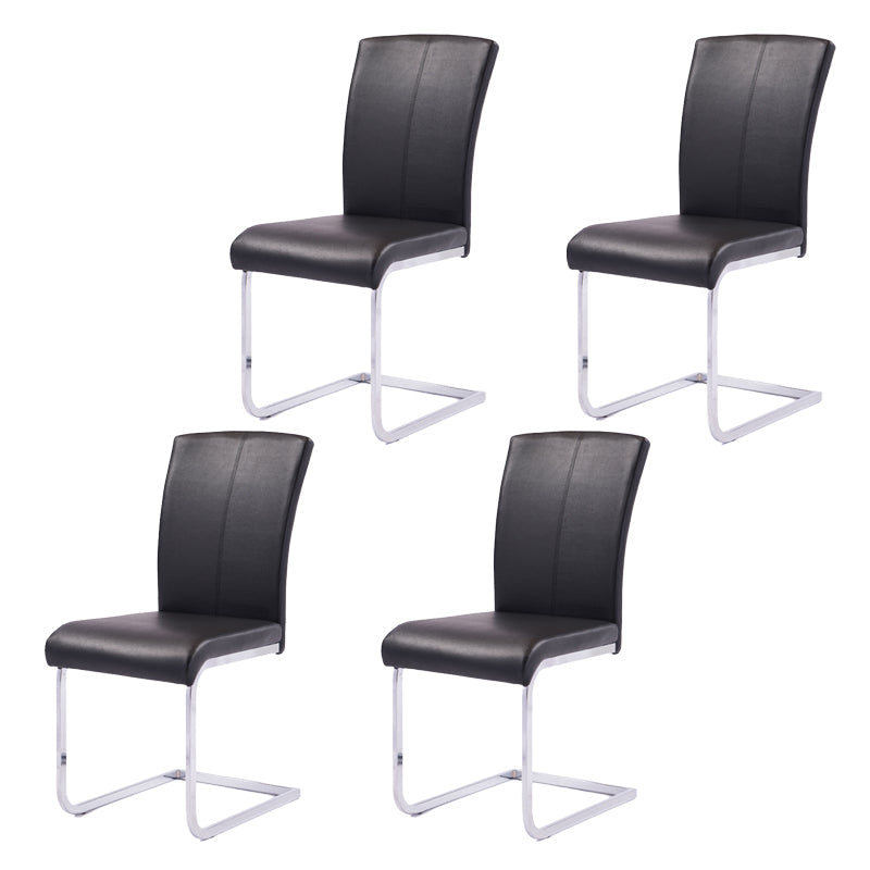 Industrial Design Faux Leather Side Chair Armless Solid Back Chair for Home Black 4 Piece Set Clearhalo ' kitchen&dining_furn' 'Dining Chairs' 'Dining Tables & Seating' 'dining_chair' 'furn' 'furn_dining_chair' 'Furniture' 'furniture_dining_chair' 'Kitchen & Dining Furniture' 'kitchen' 4353734