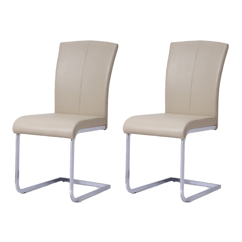 Industrial Design Faux Leather Side Chair Armless Solid Back Chair for Home Coffee 2 Piece Set Clearhalo ' kitchen&dining_furn' 'Dining Chairs' 'Dining Tables & Seating' 'dining_chair' 'furn' 'furn_dining_chair' 'Furniture' 'furniture_dining_chair' 'Kitchen & Dining Furniture' 'kitchen' 4353736