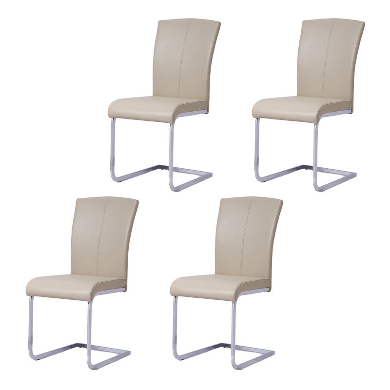 Industrial Design Faux Leather Side Chair Armless Solid Back Chair for Home Coffee 4 Piece Set Clearhalo ' kitchen&dining_furn' 'Dining Chairs' 'Dining Tables & Seating' 'dining_chair' 'furn' 'furn_dining_chair' 'Furniture' 'furniture_dining_chair' 'Kitchen & Dining Furniture' 'kitchen' 4353738