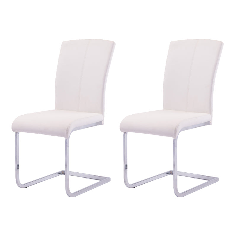 Industrial Design Faux Leather Side Chair Armless Solid Back Chair for Home White 2 Piece Set Clearhalo ' kitchen&dining_furn' 'Dining Chairs' 'Dining Tables & Seating' 'dining_chair' 'furn' 'furn_dining_chair' 'Furniture' 'furniture_dining_chair' 'Kitchen & Dining Furniture' 'kitchen' 4353740