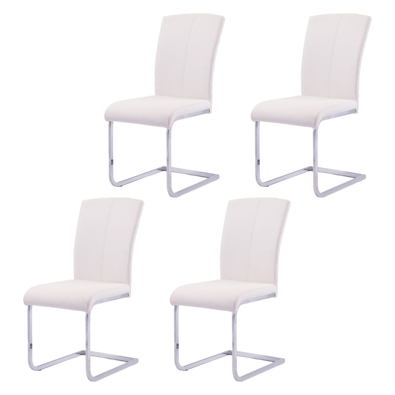 Industrial Design Faux Leather Side Chair Armless Solid Back Chair for Home White 4 Piece Set Clearhalo ' kitchen&dining_furn' 'Dining Chairs' 'Dining Tables & Seating' 'dining_chair' 'furn' 'furn_dining_chair' 'Furniture' 'furniture_dining_chair' 'Kitchen & Dining Furniture' 'kitchen' 4353742