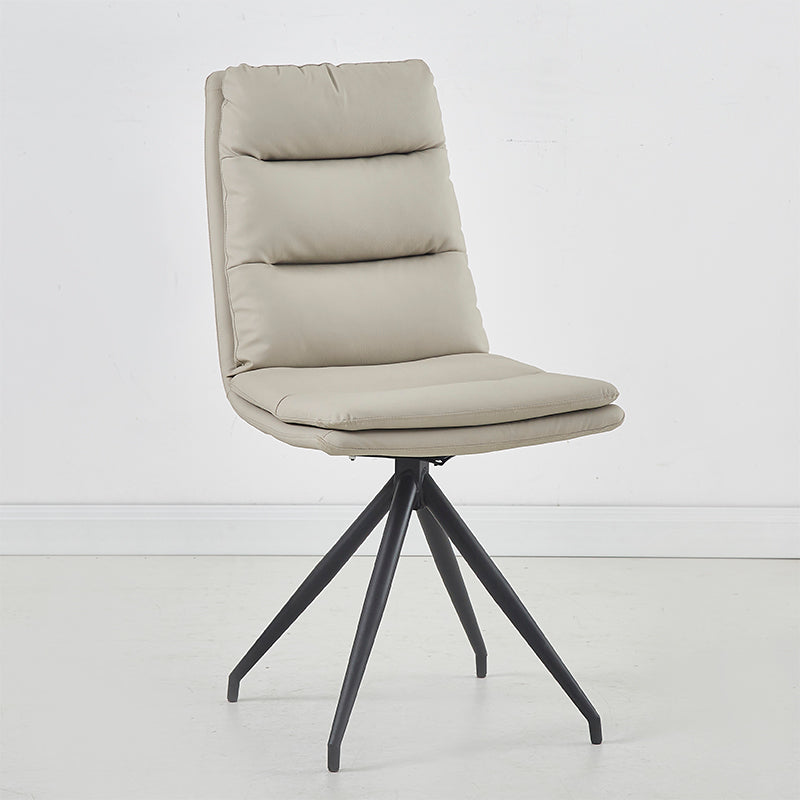 Industrial Style Armless Solid Back Chair Leather Dining Chairs for Home Use Light Gray 1 Piece Clearhalo ' kitchen&dining_furn' 'Dining Chairs' 'Dining Tables & Seating' 'dining_chair' 'furn' 'furn_dining_chair' 'Furniture' 'furniture_dining_chair' 'Kitchen & Dining Furniture' 'kitchen' 4353747