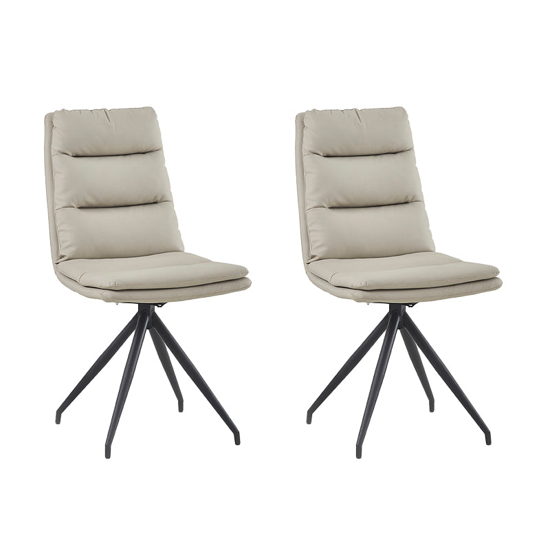 Industrial Style Armless Solid Back Chair Leather Dining Chairs for Home Use Light Gray 2 Piece Set Clearhalo ' kitchen&dining_furn' 'Dining Chairs' 'Dining Tables & Seating' 'dining_chair' 'furn' 'furn_dining_chair' 'Furniture' 'furniture_dining_chair' 'Kitchen & Dining Furniture' 'kitchen' 4353748