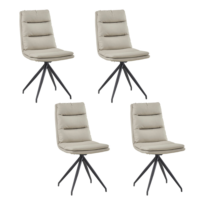 Industrial Style Armless Solid Back Chair Leather Dining Chairs for Home Use Light Gray 4 Piece Set Clearhalo ' kitchen&dining_furn' 'Dining Chairs' 'Dining Tables & Seating' 'dining_chair' 'furn' 'furn_dining_chair' 'Furniture' 'furniture_dining_chair' 'Kitchen & Dining Furniture' 'kitchen' 4353751