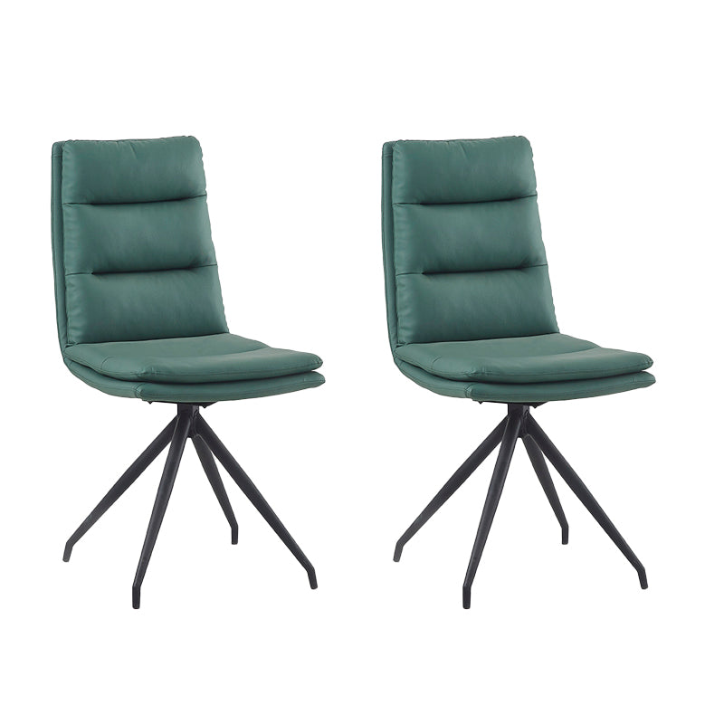 Industrial Style Armless Solid Back Chair Leather Dining Chairs for Home Use Green 2 Piece Set Clearhalo ' kitchen&dining_furn' 'Dining Chairs' 'Dining Tables & Seating' 'dining_chair' 'furn' 'furn_dining_chair' 'Furniture' 'furniture_dining_chair' 'Kitchen & Dining Furniture' 'kitchen' 4353754