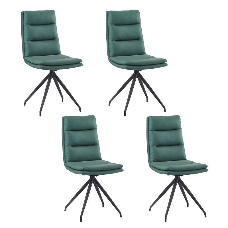 Industrial Style Armless Solid Back Chair Leather Dining Chairs for Home Use Green 4 Piece Set Clearhalo ' kitchen&dining_furn' 'Dining Chairs' 'Dining Tables & Seating' 'dining_chair' 'furn' 'furn_dining_chair' 'Furniture' 'furniture_dining_chair' 'Kitchen & Dining Furniture' 'kitchen' 4353757