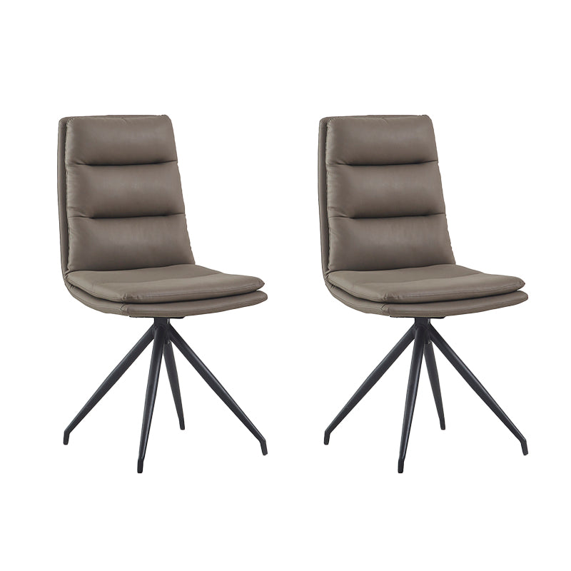 Industrial Style Armless Solid Back Chair Leather Dining Chairs for Home Use Dark Gray 2 Piece Set Clearhalo ' kitchen&dining_furn' 'Dining Chairs' 'Dining Tables & Seating' 'dining_chair' 'furn' 'furn_dining_chair' 'Furniture' 'furniture_dining_chair' 'Kitchen & Dining Furniture' 'kitchen' 4353761