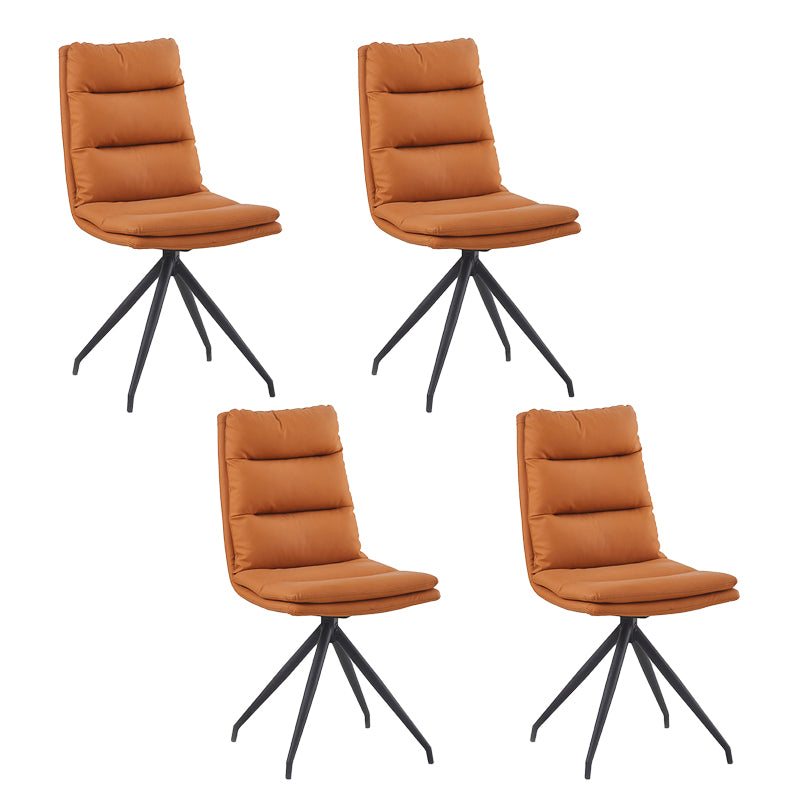 Industrial Style Armless Solid Back Chair Leather Dining Chairs for Home Use Orange 4 Piece Set Clearhalo ' kitchen&dining_furn' 'Dining Chairs' 'Dining Tables & Seating' 'dining_chair' 'furn' 'furn_dining_chair' 'Furniture' 'furniture_dining_chair' 'Kitchen & Dining Furniture' 'kitchen' 4353765