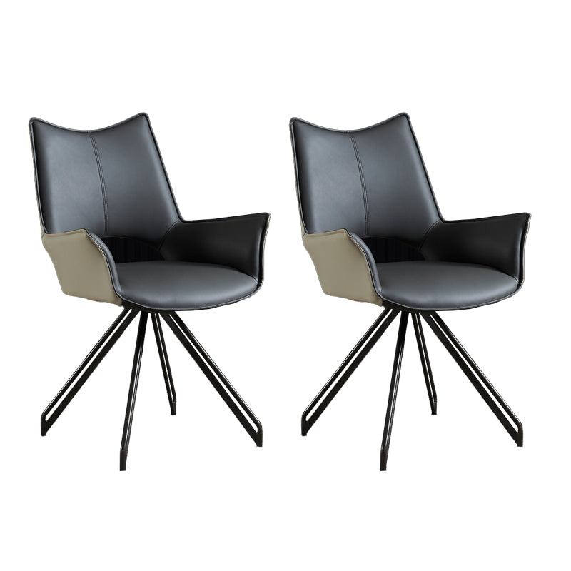Industrial Style Arm Leather Dining Chairs Open Back Dining Side Chair for Home Grey 2 Piece Set Clearhalo ' kitchen&dining_furn' 'Dining Chairs' 'Dining Tables & Seating' 'dining_chair' 'furn' 'furn_dining_chair' 'Furniture' 'furniture_dining_chair' 'Kitchen & Dining Furniture' 'kitchen' 4353768