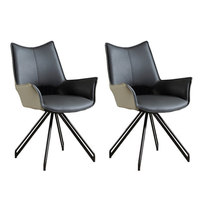 Industrial Style Arm Leather Dining Chairs Open Back Dining Side Chair for Home Grey 2 Piece Set Clearhalo ' kitchen&dining_furn' 'Dining Chairs' 'Dining Tables & Seating' 'dining_chair' 'furn' 'furn_dining_chair' 'Furniture' 'furniture_dining_chair' 'Kitchen & Dining Furniture' 'kitchen' 4353768
