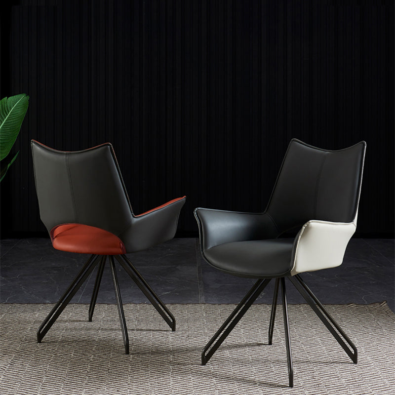 Industrial Style Arm Leather Dining Chairs Open Back Dining Side Chair for Home Clearhalo ' kitchen&dining_furn' 'Dining Chairs' 'Dining Tables & Seating' 'dining_chair' 'furn' 'furn_dining_chair' 'Furniture' 'furniture_dining_chair' 'Kitchen & Dining Furniture' 'kitchen' 4353770